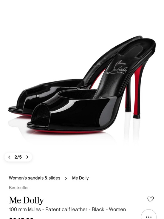 Christian Louboutin Shoes - Christian Louboutin Black Patent Peep-Toe Mules with Red Sole